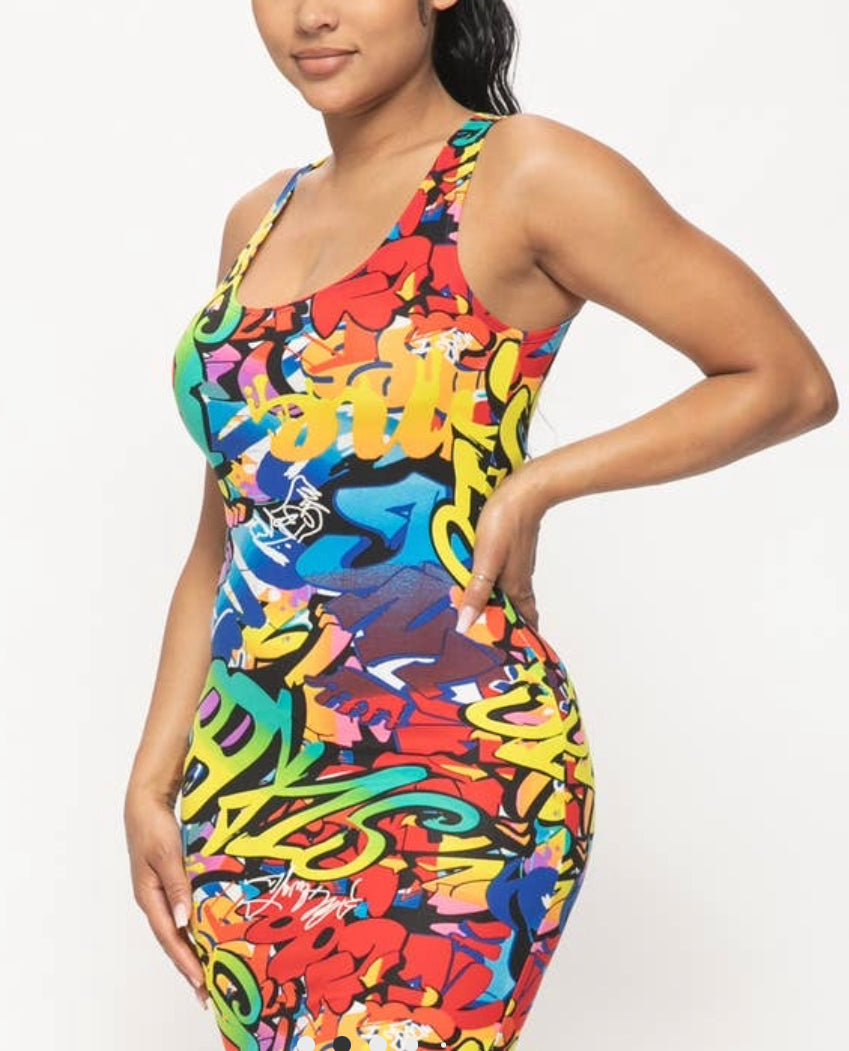 Graffiti Tank Dress (M )